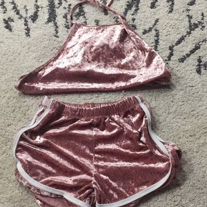 Pink halter top with shorts